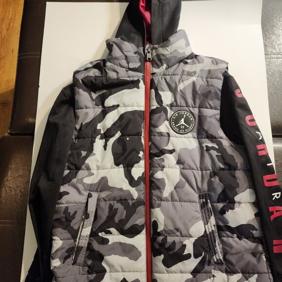 Big Boys Layered-Look Hooded Jacket Size M (10-12)